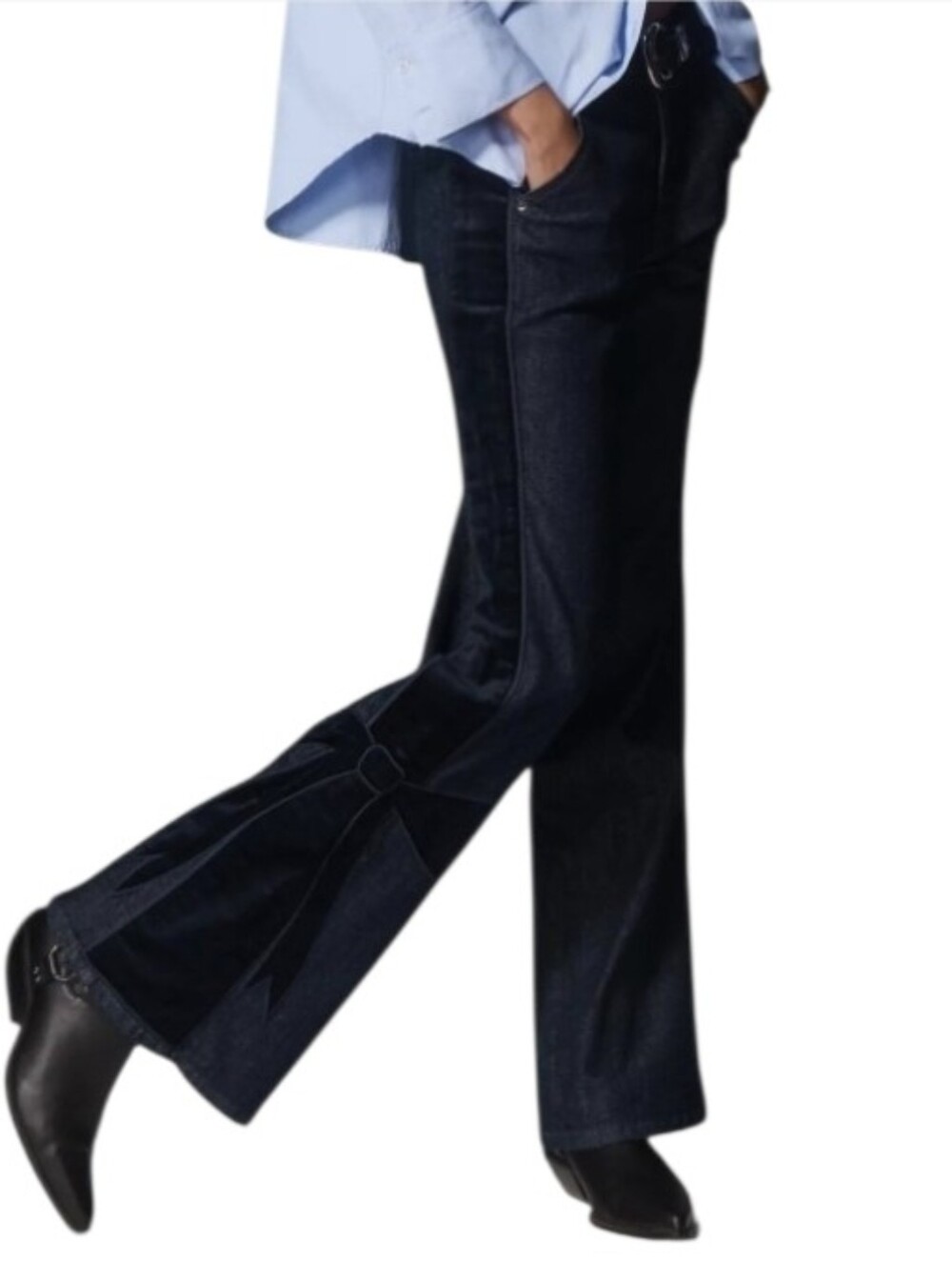Anthropologie Maeve Bow Peep High-Rise Flare Jeans Size 29 NWT